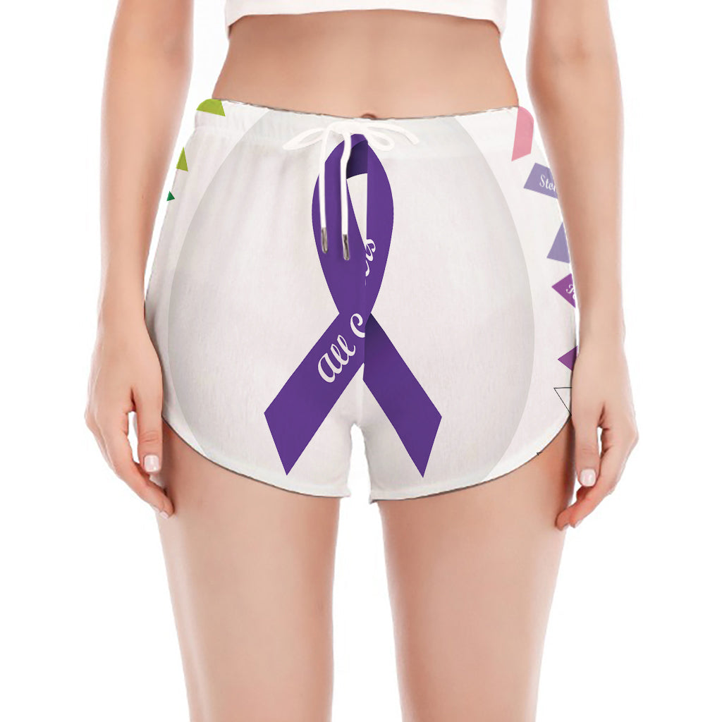 All Cancer Awareness Ribbons Print Women's Split Running Shorts