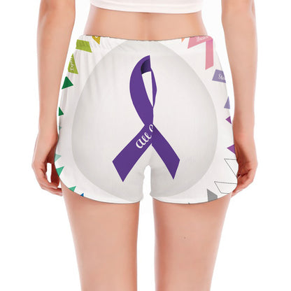 All Cancer Awareness Ribbons Print Women's Split Running Shorts
