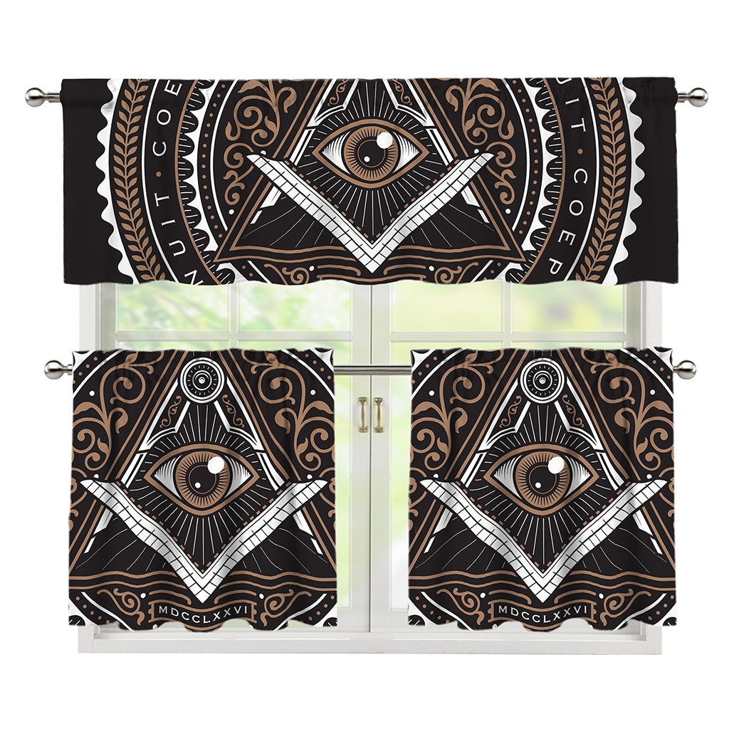 All Seeing Eye Symbol Print 3 Piece Kitchen Curtains