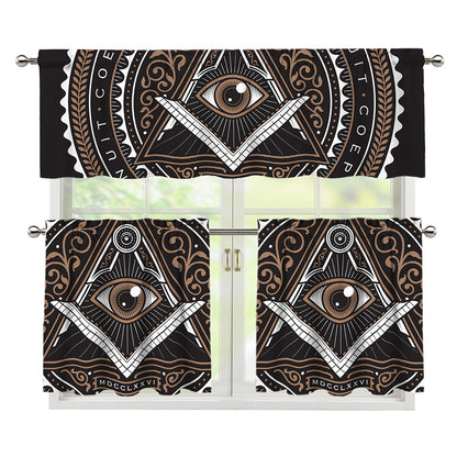 All Seeing Eye Symbol Print 3 Piece Kitchen Curtains