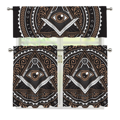 All Seeing Eye Symbol Print 3 Piece Kitchen Curtains