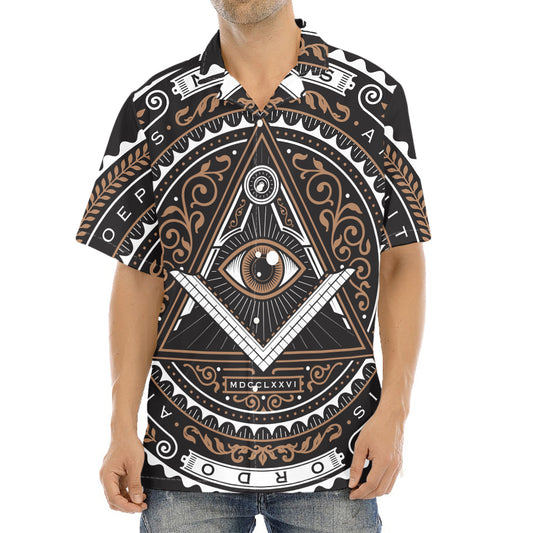 All Seeing Eye Symbol Print Aloha Shirt