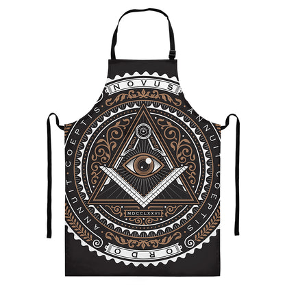 All Seeing Eye Symbol Print Bib Apron With Pocket