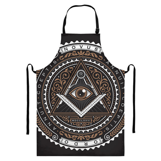 All Seeing Eye Symbol Print Bib Apron With Pocket
