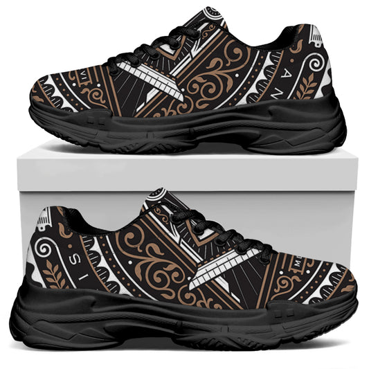 All Seeing Eye Symbol Print Black Chunky Shoes