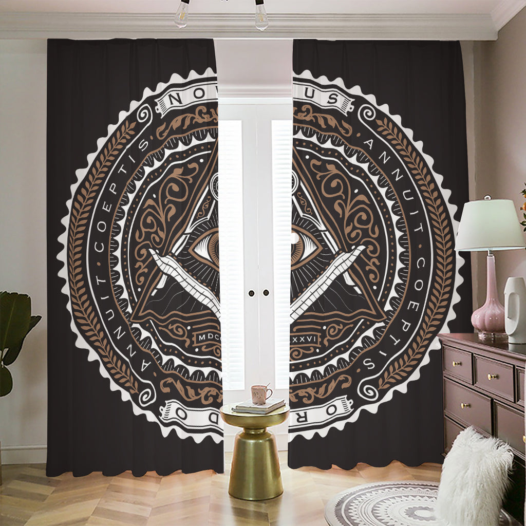 All Seeing Eye Symbol Print Blackout Pencil Pleat Curtains