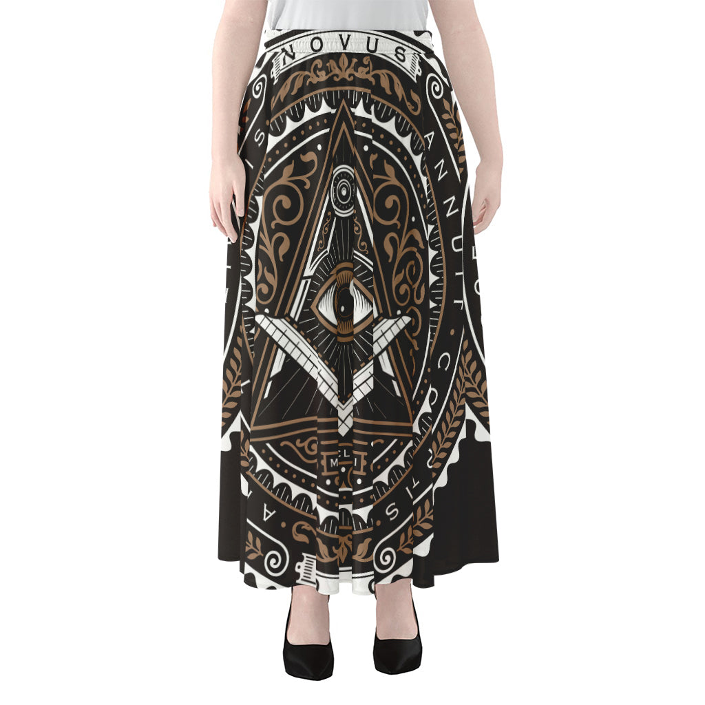 All Seeing Eye Symbol Print Chiffon Maxi Skirt