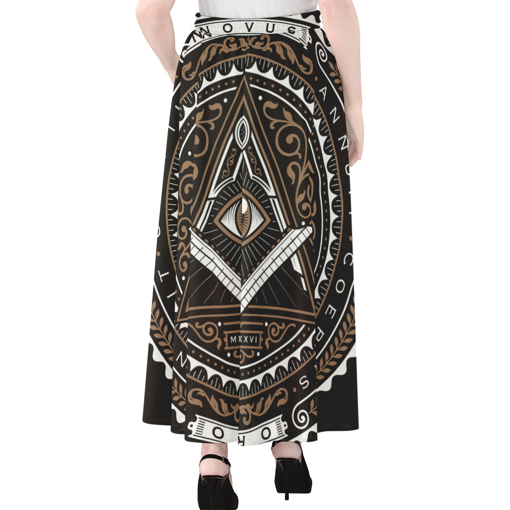 All Seeing Eye Symbol Print Chiffon Maxi Skirt