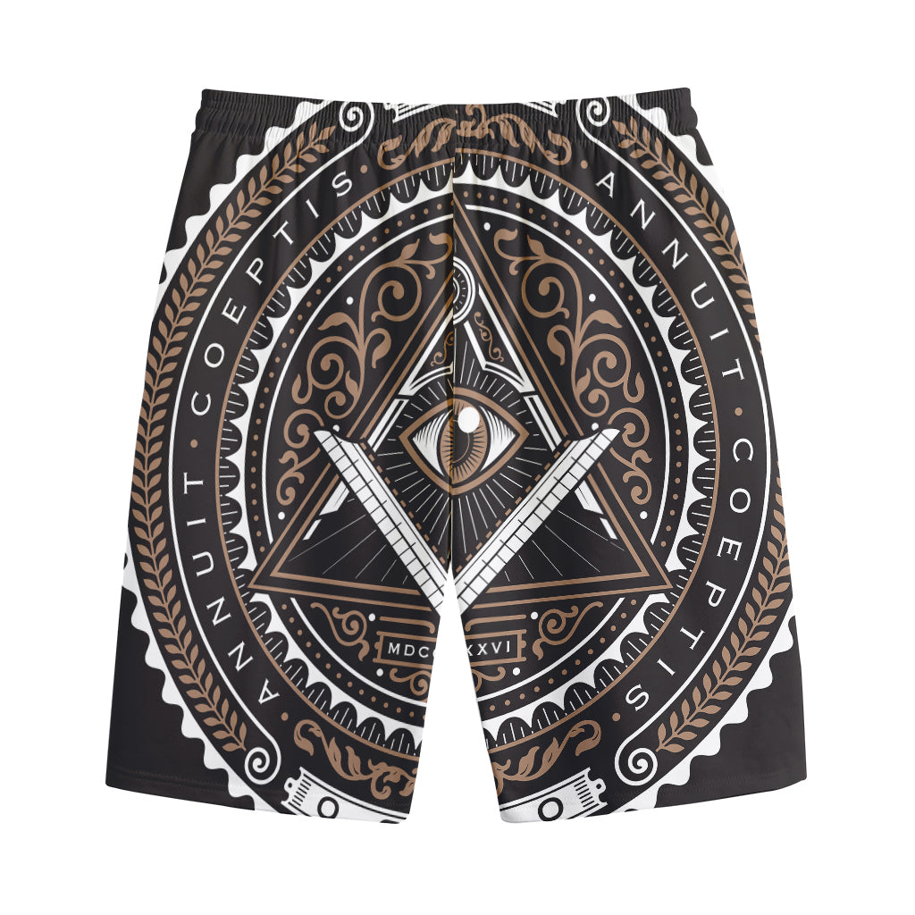 All Seeing Eye Symbol Print Cotton Shorts