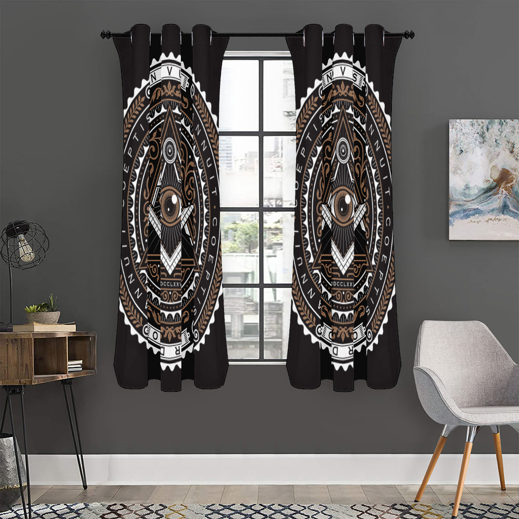 All Seeing Eye Symbol Print Curtain