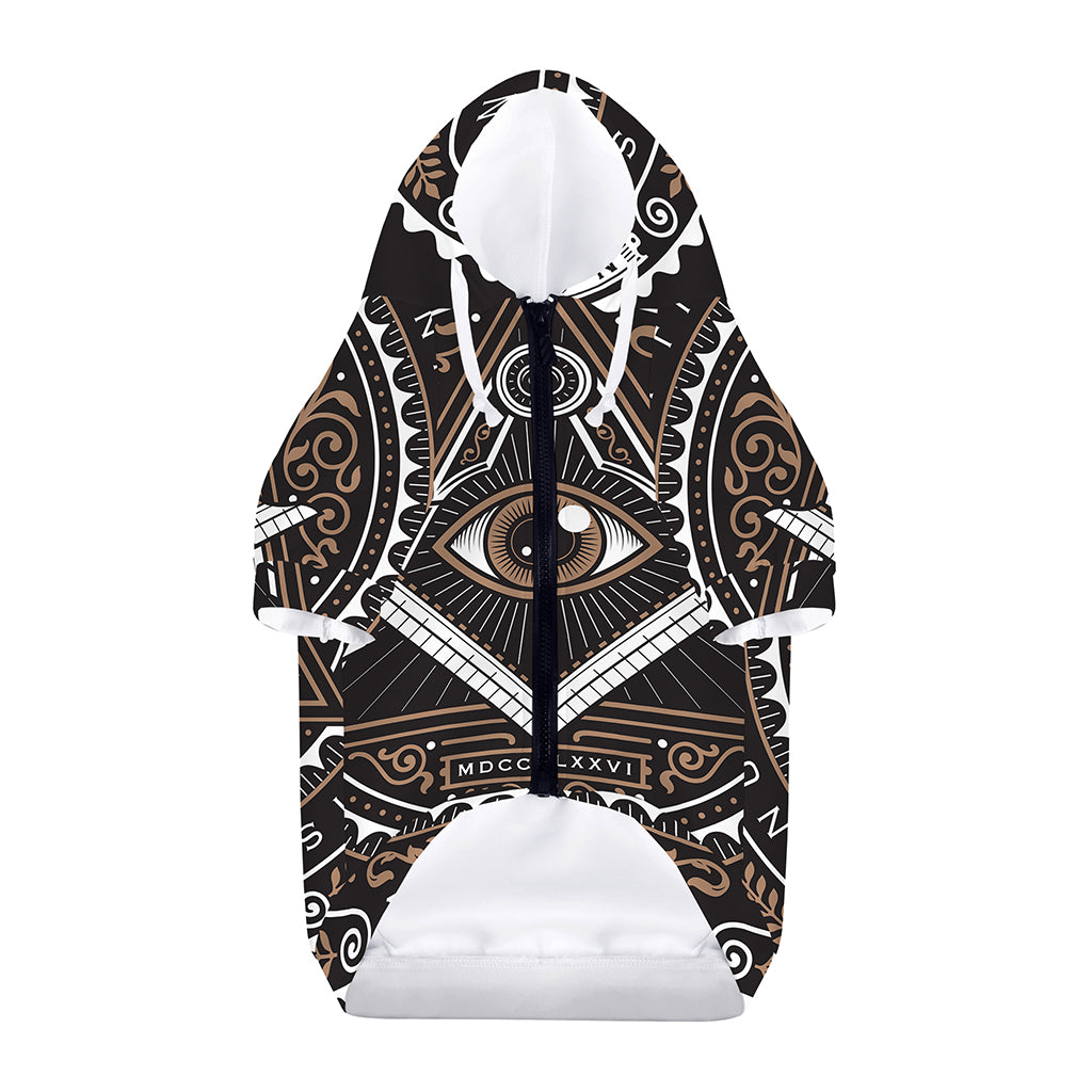 All Seeing Eye Symbol Print Dog Zip Up Hoodie
