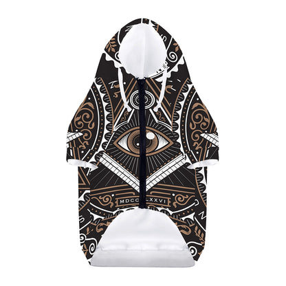 All Seeing Eye Symbol Print Dog Zip Up Hoodie