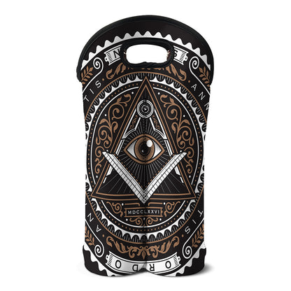 All Seeing Eye Symbol Print Double Neoprene Wine Tote