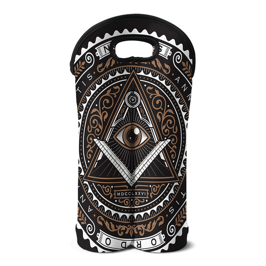 All Seeing Eye Symbol Print Double Neoprene Wine Tote