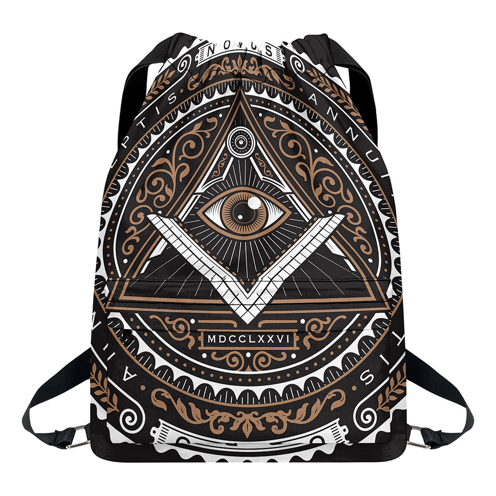 All Seeing Eye Symbol Print Drawstring Backpack