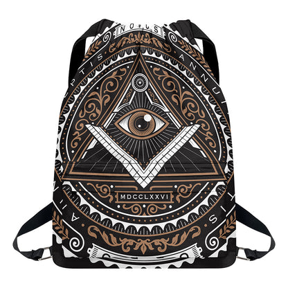 All Seeing Eye Symbol Print Drawstring Backpack
