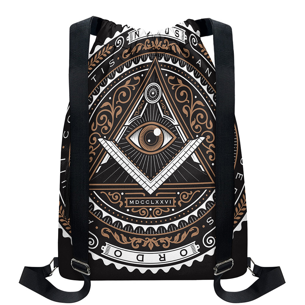 All Seeing Eye Symbol Print Drawstring Backpack