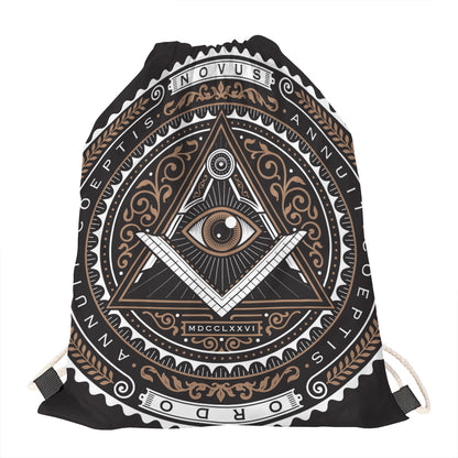 All Seeing Eye Symbol Print Drawstring Bag