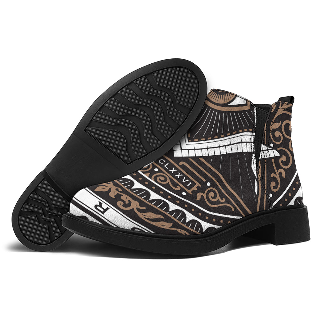 All Seeing Eye Symbol Print Flat Ankle Boots