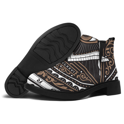 All Seeing Eye Symbol Print Flat Ankle Boots