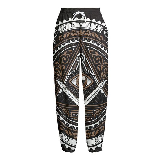 All Seeing Eye Symbol Print Fleece Lined Knit Pants