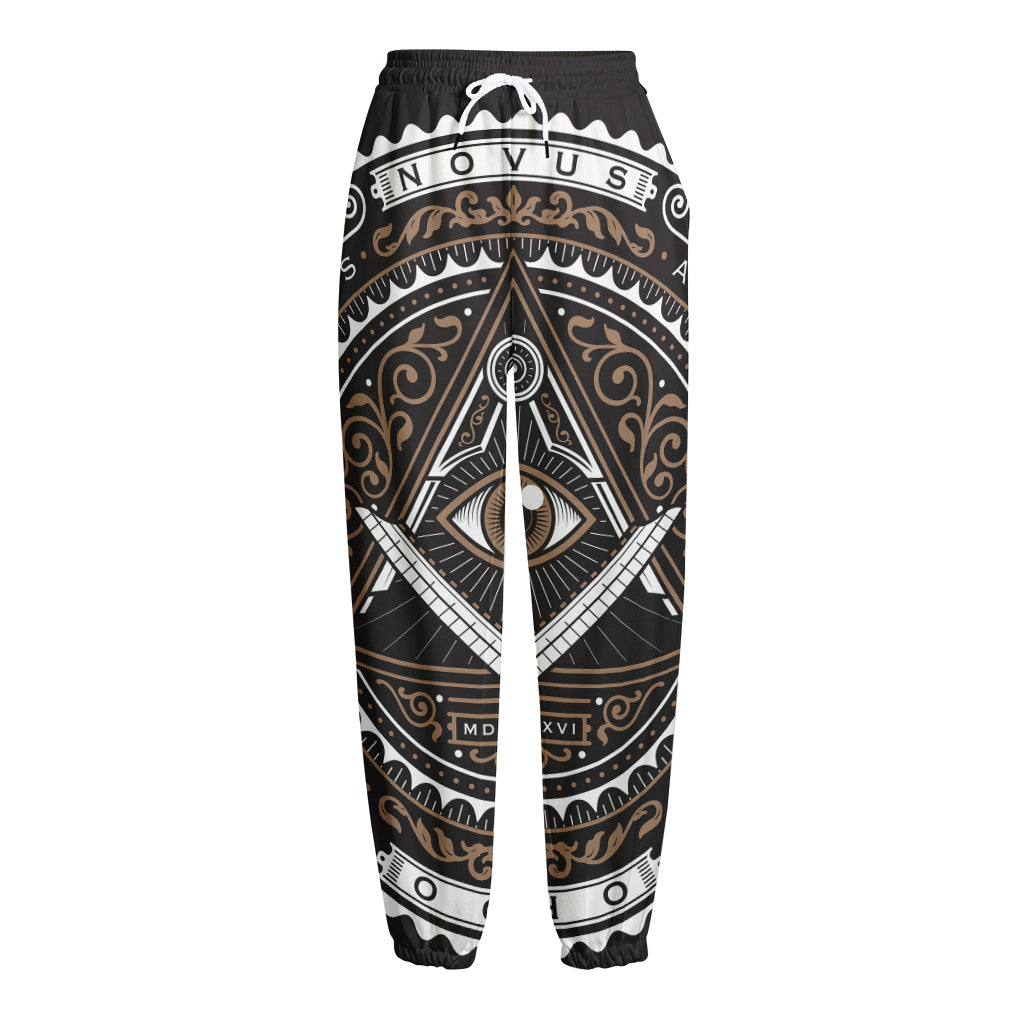 All Seeing Eye Symbol Print Fleece Lined Knit Pants