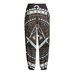 All Seeing Eye Symbol Print Fleece Lined Knit Pants