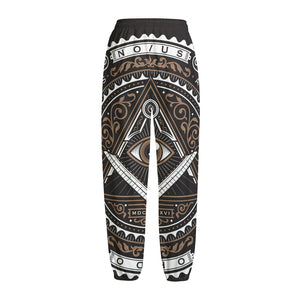 All Seeing Eye Symbol Print Fleece Lined Knit Pants