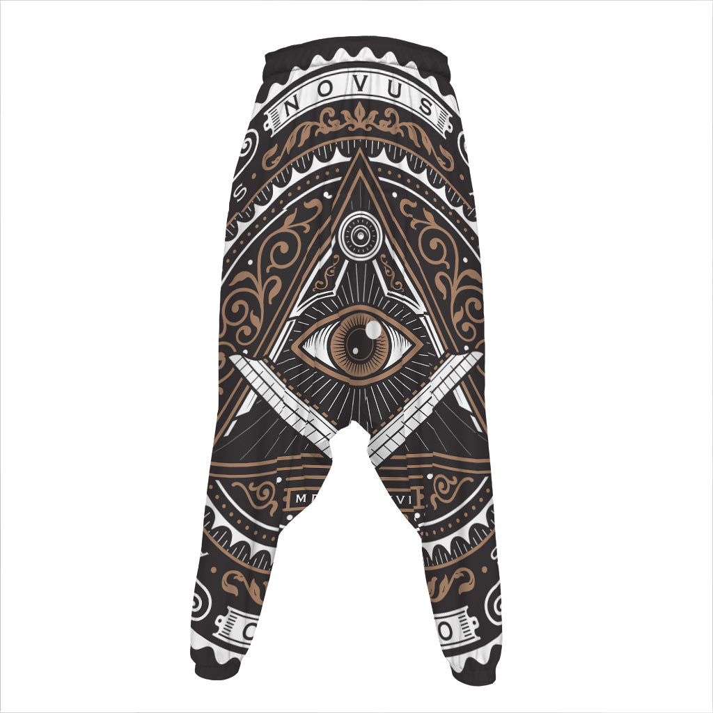 All Seeing Eye Symbol Print Hammer Pants