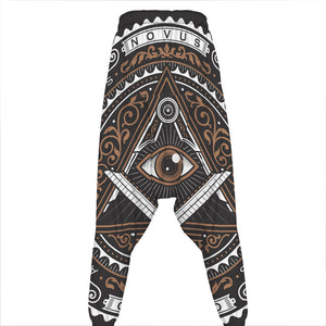 All Seeing Eye Symbol Print Hammer Pants