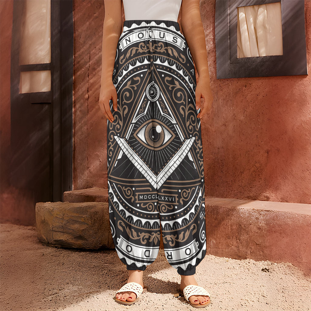 All Seeing Eye Symbol Print Harem Pants