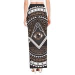 All Seeing Eye Symbol Print High Slit Maxi Skirt