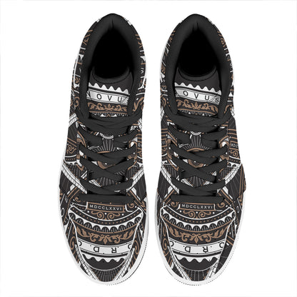 All Seeing Eye Symbol Print High Top Leather Sneakers