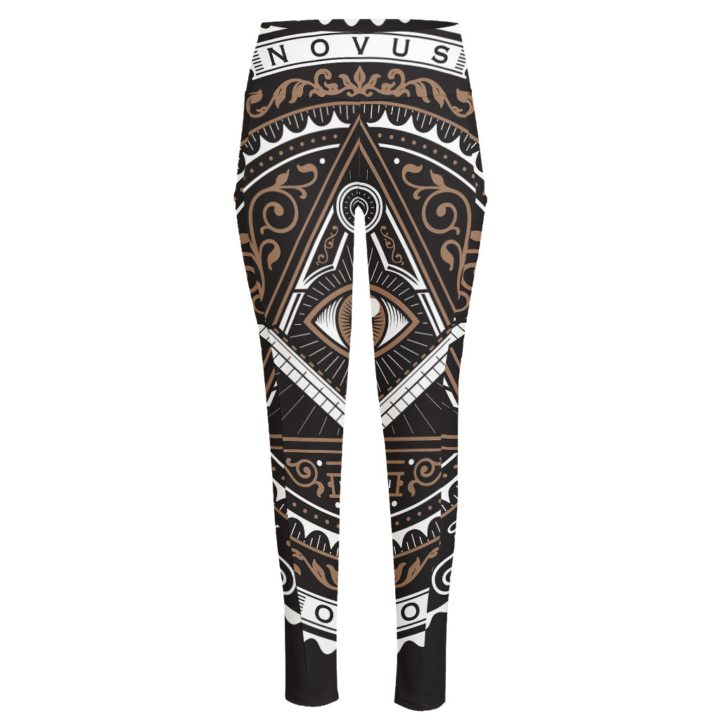 All Seeing Eye Symbol Print High-Waisted Pocket Leggings