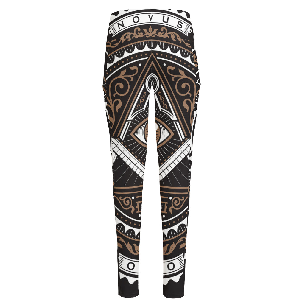 All Seeing Eye Symbol Print High-Waisted Pocket Leggings