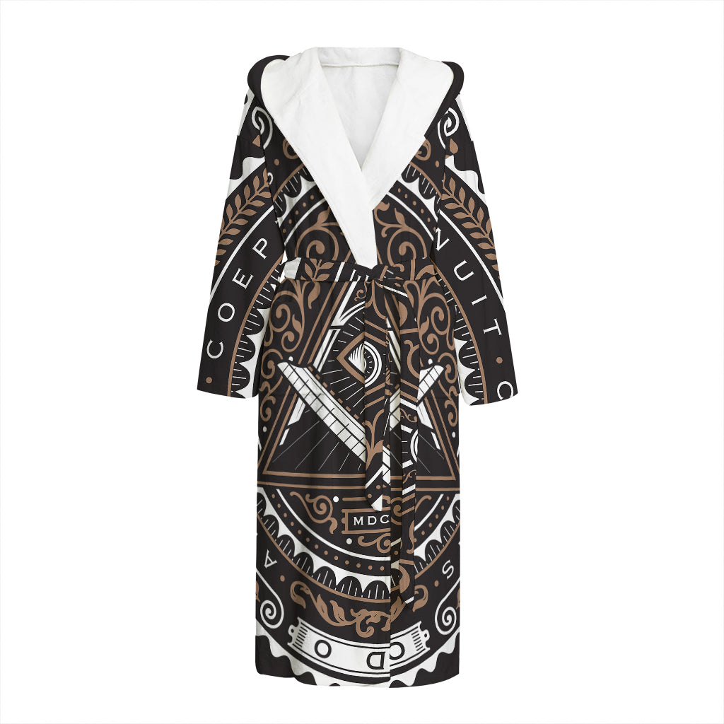 All Seeing Eye Symbol Print Hooded Bathrobe