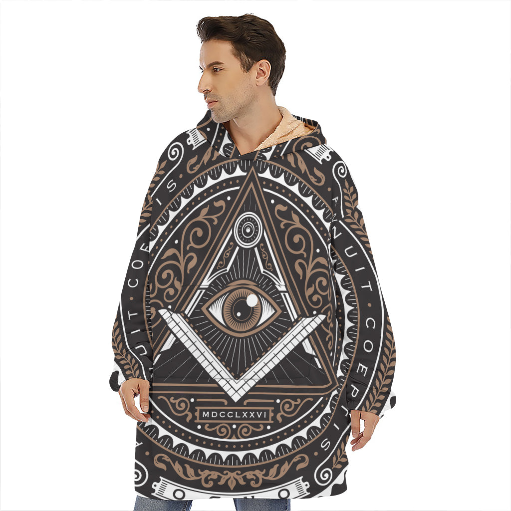 All Seeing Eye Symbol Print Hoodie Blanket