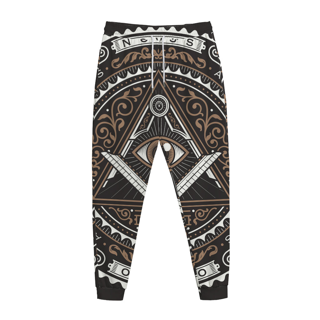 All Seeing Eye Symbol Print Jogger Pants