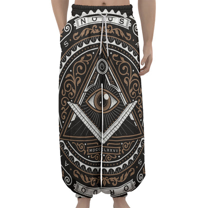 All Seeing Eye Symbol Print Lantern Pants