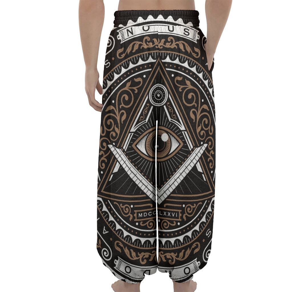 All Seeing Eye Symbol Print Lantern Pants