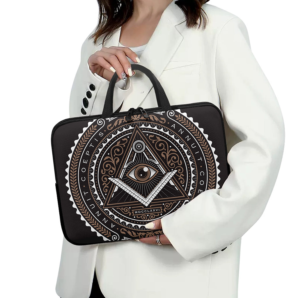 All Seeing Eye Symbol Print Laptop Sleeve With Handle