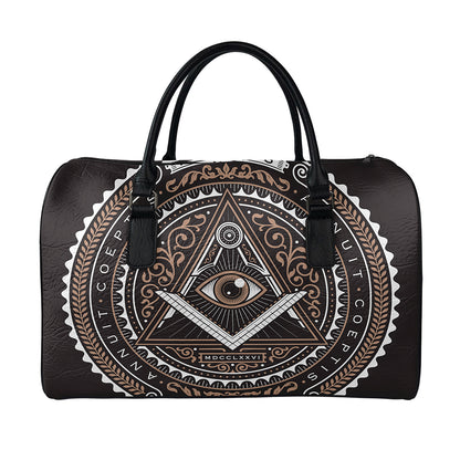 All Seeing Eye Symbol Print Leather Duffle Bag