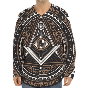 All Seeing Eye Symbol Print Long Sleeve Baseball Jersey