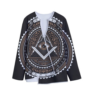 All Seeing Eye Symbol Print Long Sleeve Short Coat