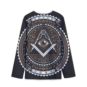 All Seeing Eye Symbol Print Long Sleeve Short Coat