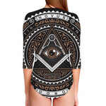 All Seeing Eye Symbol Print Long Sleeve Swimsuit