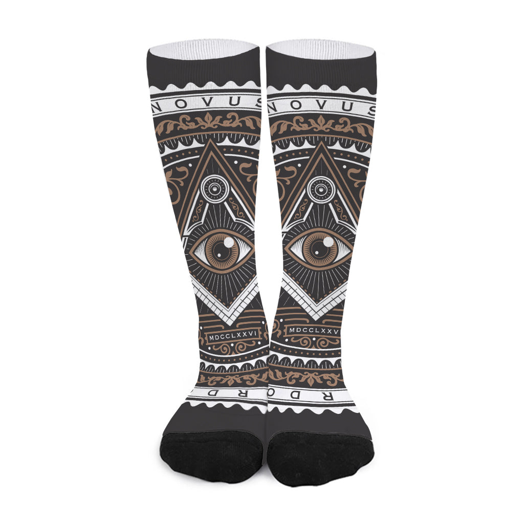 All Seeing Eye Symbol Print Long Socks