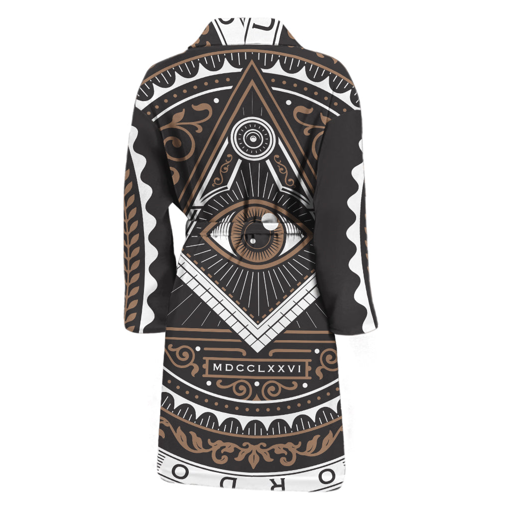 All Seeing Eye Symbol Print Men's Bathrobe