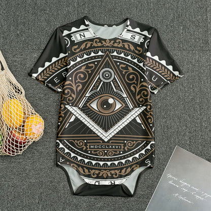 All Seeing Eye Symbol Print Men's Bodysuit