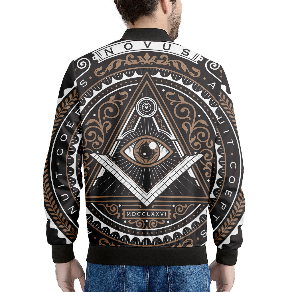 All Seeing Eye Symbol Print Men's Bomber Jacket